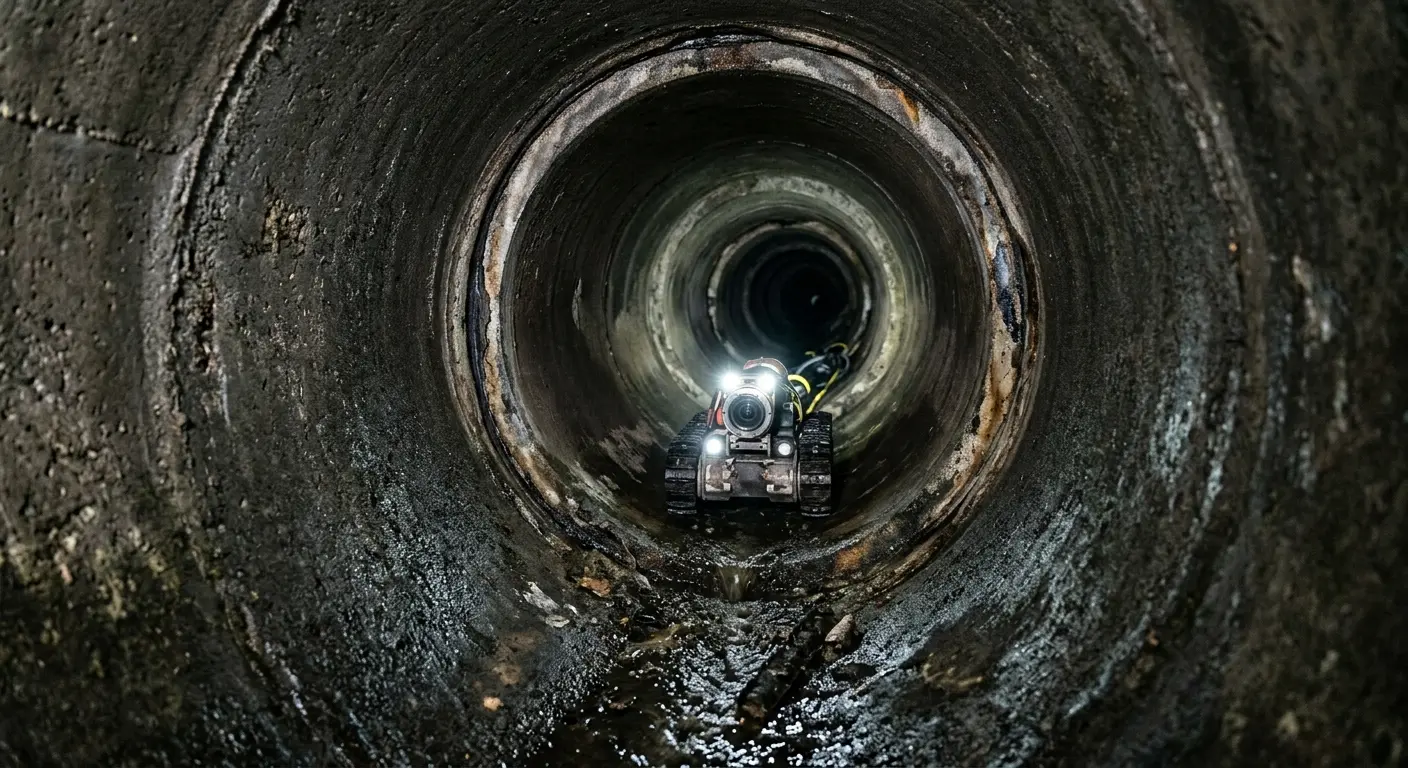 Robotic sewer camera inspecting pipe interior for Drain Snake Service in Logan
